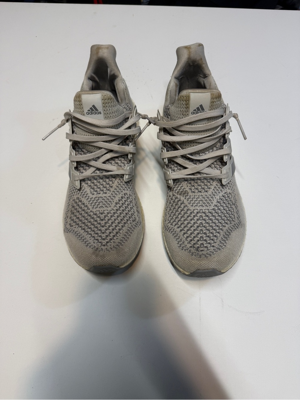 adidas Ultra Boost Men’s Athletic Running Shoes in Light Gray and Cream - Picture 13 of 13